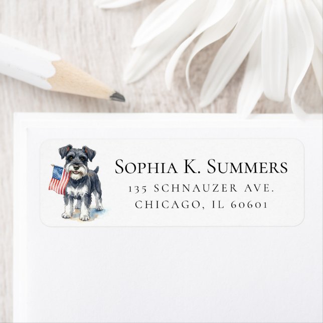 Dark Grey Schnauzer 4th of July Address (Insitu)