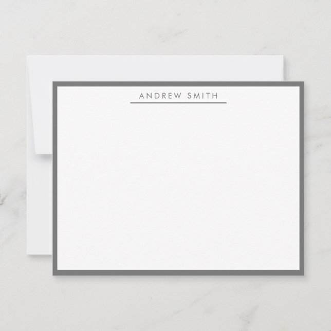 Dark Grey Simple Line Modern Classic Minimalist Card (Front)