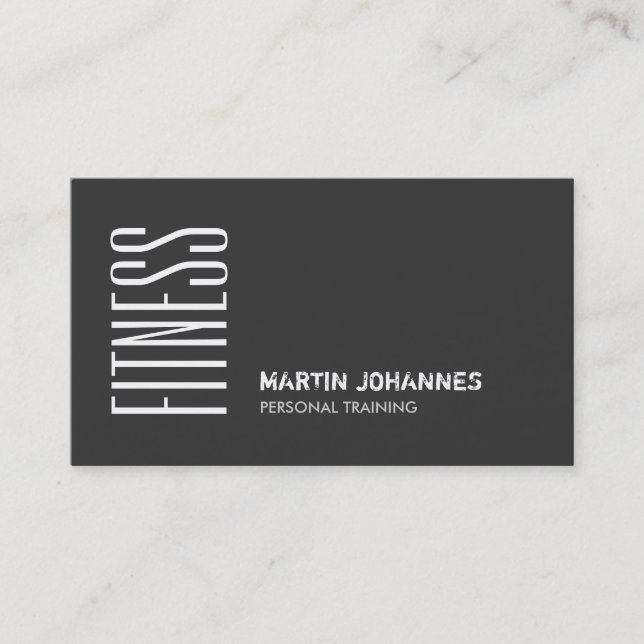 Dark Grey Sport Personal Trainer Business Card (Front)