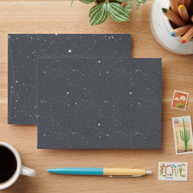 Dark Grey Starry Night Sparkles Envelope (Desk)