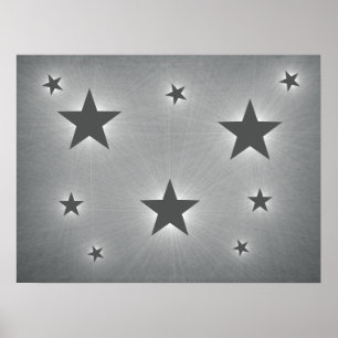 Dark Grey Stars in the Night Sky Poster