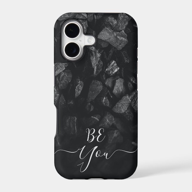  Dark Grey stone monogram iphone cases (Back)