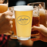 Dark Grey Stylised Wedding Best Man Glass<br><div class="desc">Beer glass for the wedding best man that features his name printed in a dark grey,  stylised script inside a dark grey bordered oval along with wedding year date. Personalise your beer glass by editing and replacing name and date with your own.</div>