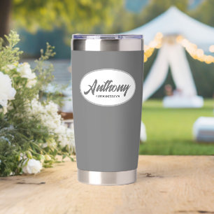 Dark Grey Stylised Wedding Groomsman Insulated Tumbler