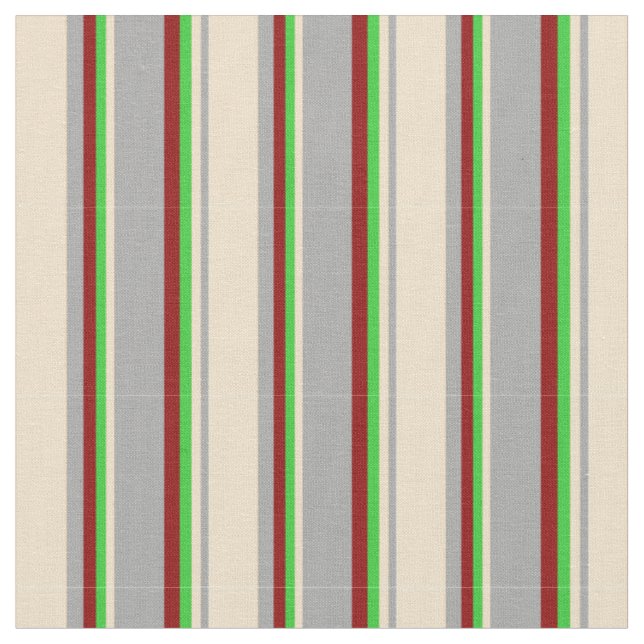 Dark Grey, Tan, Lime Green, and Dark Red Coloured Fabric (Close Up)