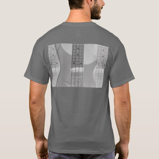 Dark Grey Template Trendy Bass Guitar Modern T-Shirt (Back)