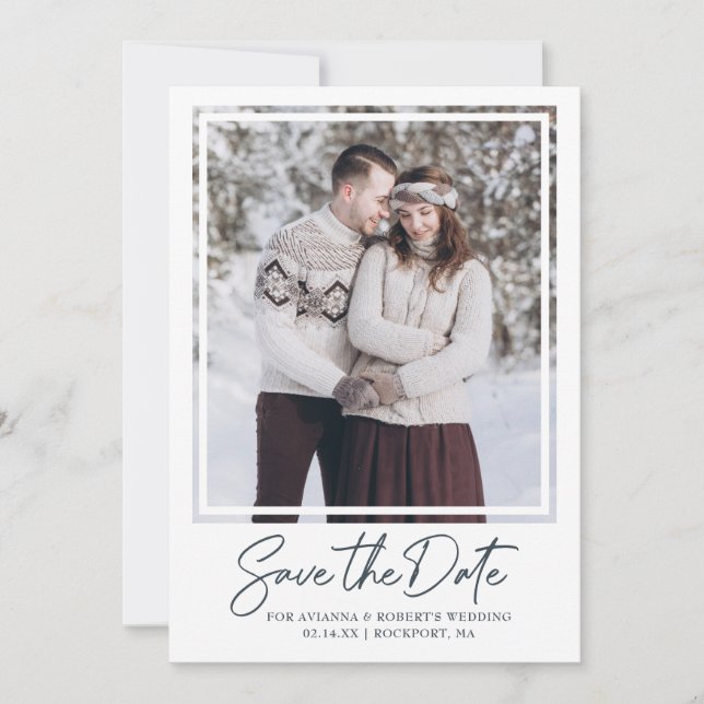 Dark Grey Text and Photo Save The Date (Front)