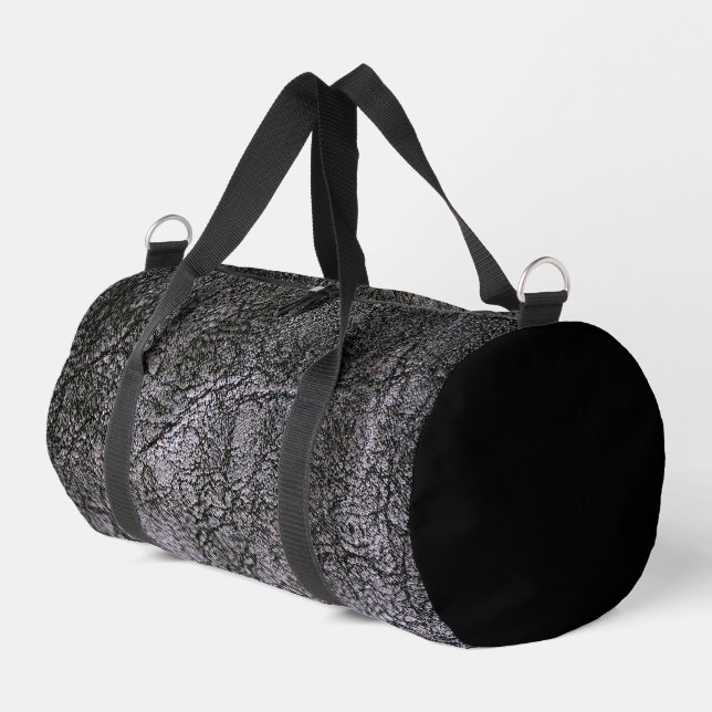Dark Grey Textured Faux Leather  Duffle Bag (Left Corner)