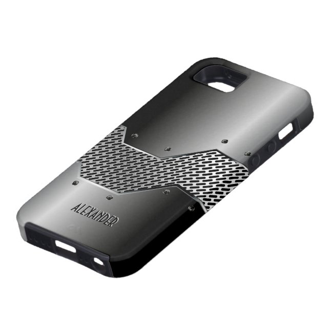 Dark Grey Tones Shiny Metallic Look Case-Mate iPhone Case (Bottom)