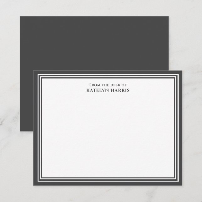 Dark Grey Triple Border From The Desk Of Flat Card (Front/Back)