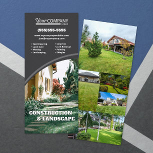 Dark Grey, Vertical Company Photos and Logo Rack Card