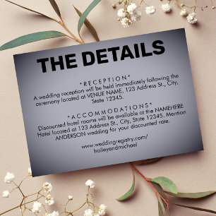 Dark Grey Vignette Wedding Details Enclosure Card