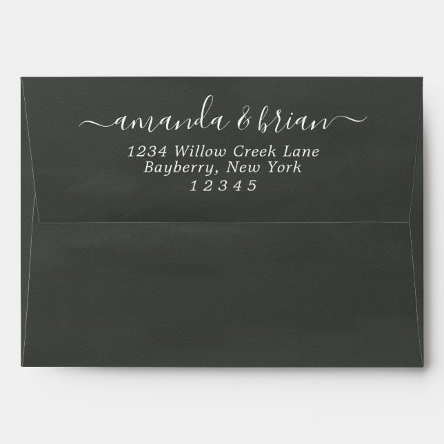 Dark Grey Watercolor Paper Script Lettering 5x7 Envelope (Back (Top Flap))