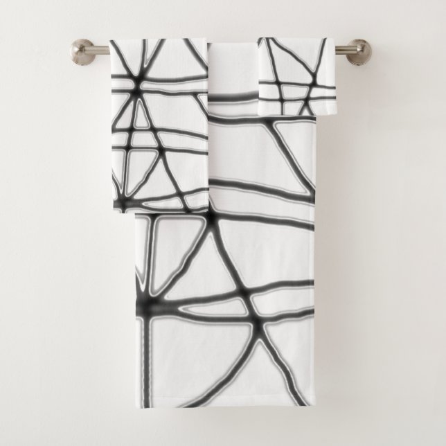 Dark Grey & White Abstract Bath Towel Set (Insitu)