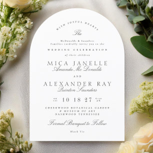 Dark Grey White Elegant Calligraphy Formal Arch Invitation