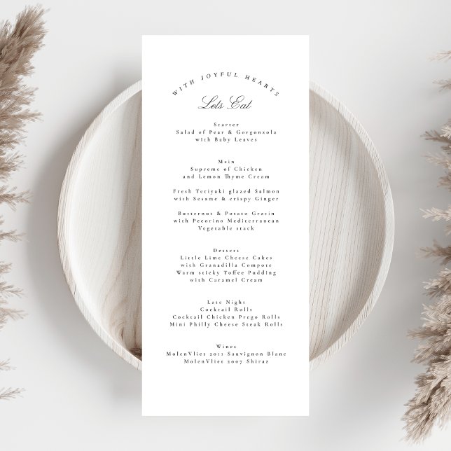 Dark Grey White Elegant Calligraphy Formal Wedding Menu (Creator Uploaded)