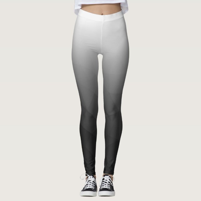 Dark grey White Gradient Geometry Mesh Pattern Leggings (Front)