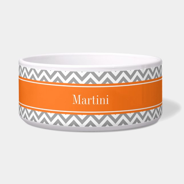 Dark Grey White LG Chevron Pumpkin Name Monogram (Front)