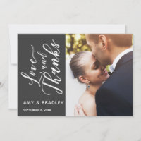 Dark Grey & White Script Love & Thanks, Photo