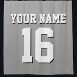 Dark Grey White Sports Jersey Team Jersey Shower Curtain<br><div class="desc">Preppy Solid Colour Team Jersey / Sports Jersey / Football Jersey / Rugby Jersey with Custom Name Customise this with your own name or team name and a number. You can change the size, colour and placement of the text if you need to make changes, change the colour of or...</div>
