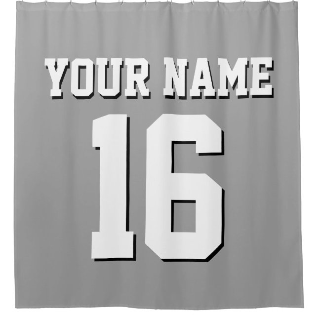 Dark Grey White Sports Jersey Team Jersey Shower Curtain (Front)