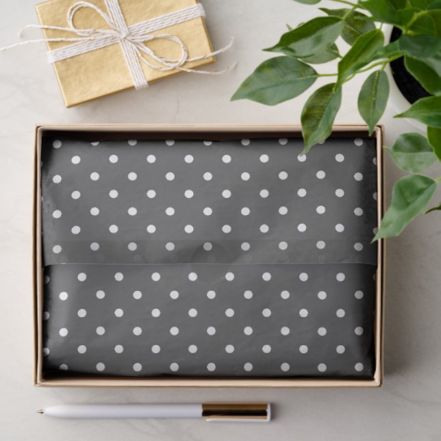 Dark Grey With White Polka Dots Tissue Paper (Gift)