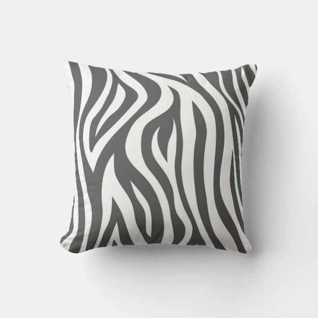 Dark grey zebra throw pillow (Front)