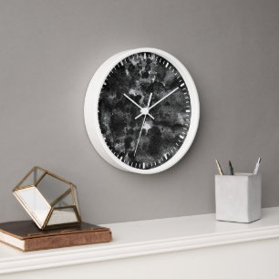 Dark Grunge Abstract Black Marble design Clock
