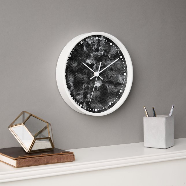 Dark Grunge Abstract Black Marble design Clock (Office)