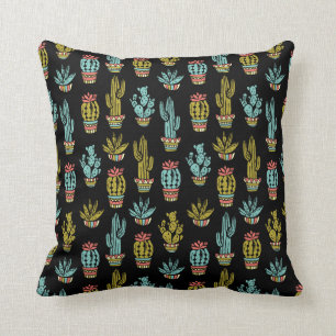Dark Grunge Cactus Pattern Cushion