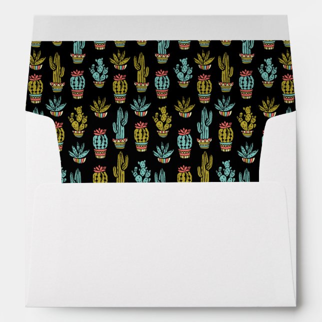Dark Grunge Cactus Pattern Envelope (Back (Bottom))