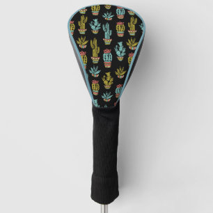 Dark Grunge Cactus Pattern Golf Head Cover