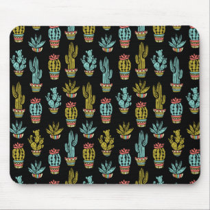 Dark Grunge Cactus Pattern Mouse Pad