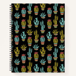 Dark Grunge Cactus Pattern Notebook