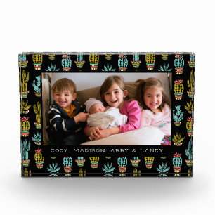 Dark Grunge Cactus Pattern Photo Block