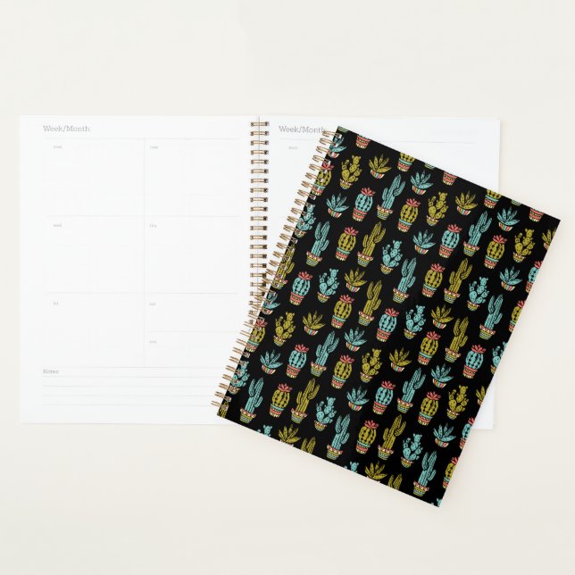 Dark Grunge Cactus Pattern Planner (Display)