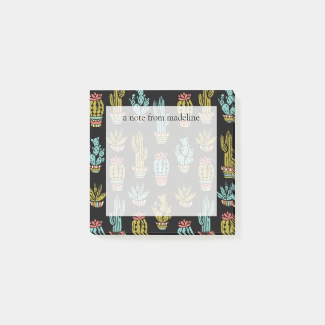 Dark Grunge Cactus Pattern Post-it Notes (Front)