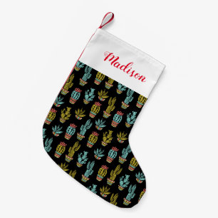 Dark Grunge Cactus Pattern Small Christmas Stocking