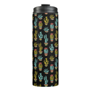 Dark Grunge Cactus Pattern Thermal Tumbler