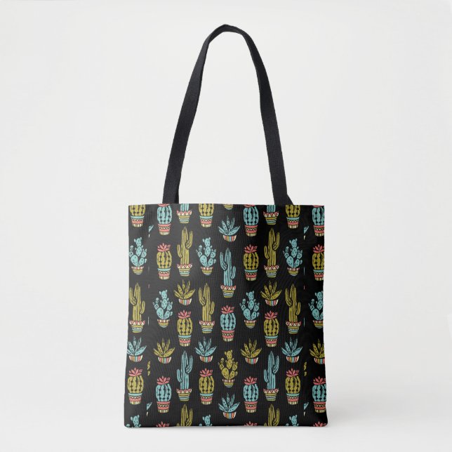 Dark Grunge Cactus Pattern Tote Bag (Front)