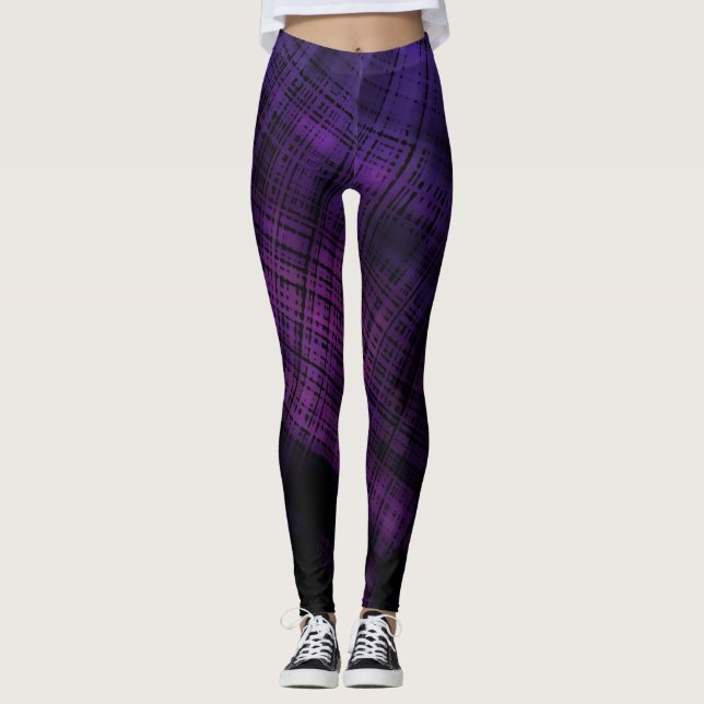 Dark Grunge Plaid Leggings (Front)