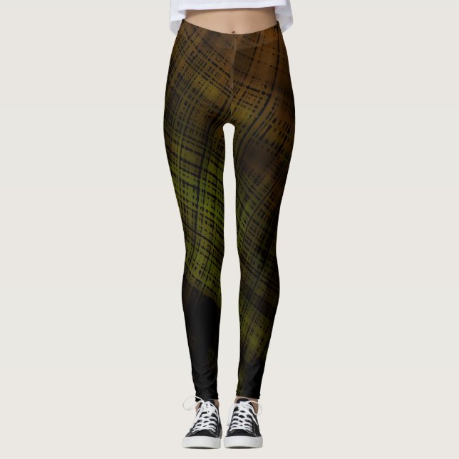 Dark Grunge Plaid Leggings (Front)