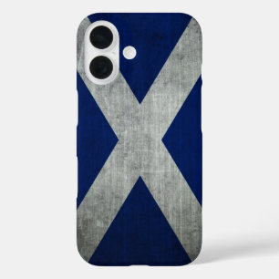 Dark Grunge Scotland Flag iPhone 16 Case