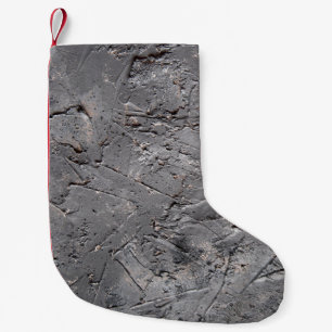 Dark grunge textured background, Cracked stone wal Small Christmas Stocking