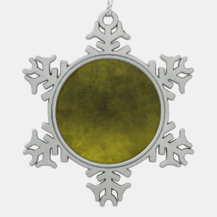 Dark Grunge - Yellow Snowflake Pewter Christmas Ornament