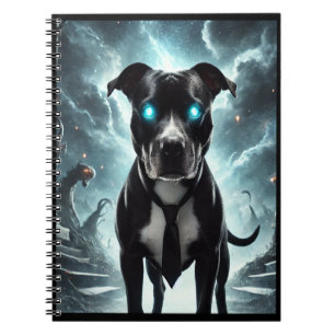 Dark Guardian: Black Pitbull with Hypnotic Gaze Notebook