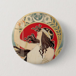 Dark Haired Beauty with Fruit 6 Cm Round Badge