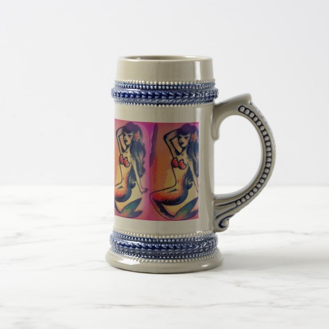dark-haired mermaid beauties beer stein (Right)