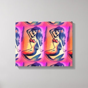 dark-haired mermaid beauties canvas print