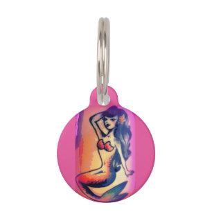 dark-haired mermaid beauty pet tag